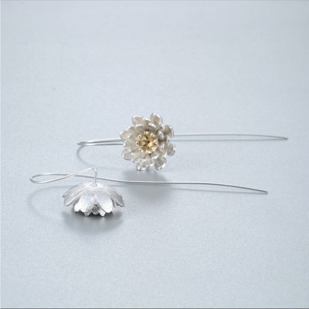 Handmade Wire Flower Earrings - Picture 4 of 7